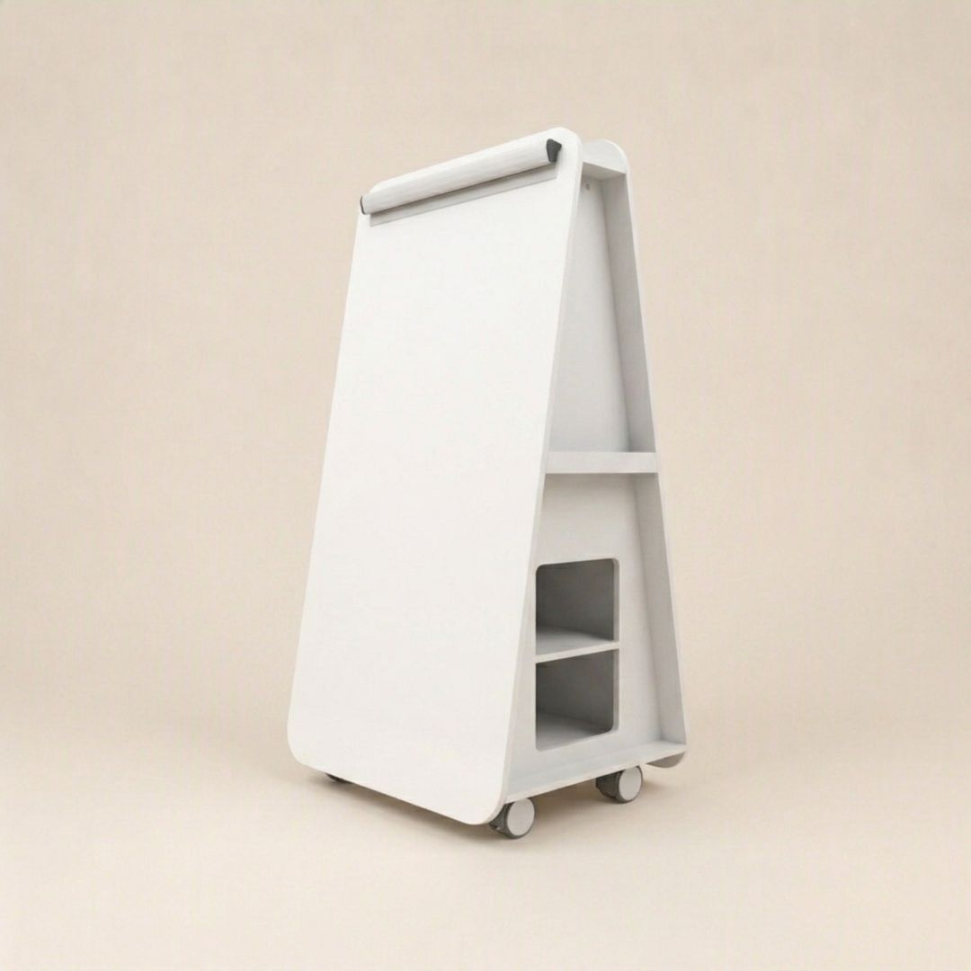 Pinnacle Whiteboard A Stand with Shelves